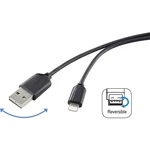 Renkforce #####USB-Kabel USB 2.0 #####USB-A Stecker, #####Apple Lightning Stecker  1.00 m čierna obojstranne zapojiteľná