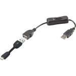 Renkforce #####USB-Kabel USB 2.0 #####USB-A Stecker, #####USB-Micro-B Stecker 25.00 cm čierna vr. spínače ZAP / VYP, poz