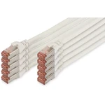 Digitus DK-1644-030-WH-10 RJ45 sieťové káble, prepojovacie káble CAT 6 S/FTP 3.00 m biela fóliové tienenie, kompletné ti
