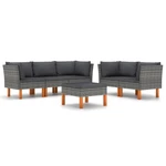 6 Piece Garden Lounge Set with Cushions Poly Rattan Gray