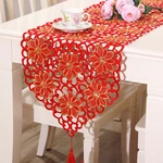 Red Flower Vintage Table Runner Tablecloth Flag With Tassel Home Wedding Party Decor