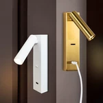 ZEROUNO Brush Brass LED Wall Lamp Bedside Headboard Reading Lamp DC 5V 2A USB Charger Adjustable Table Desk Reading Ligh