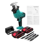 Rechargeable Cordless Reciprocating Saw Handheld Woodorking Wood Cutter W/ None/1/2 Battery & 4PCS Saw Blades Electric S