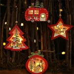 Christmas Star Wooden Pendants Ornaments Tree Decor Christmas Ornaments Hollow Wooden Pendant Creative Car Ornaments
