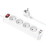 HOCO NS1 4000W 4 Outlets Power Strip Socket USB Charger With 4*AC Outlet / 20W USB-C PD Power Delivery / 18W 2*USB-A QC3