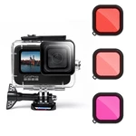 Sheingka 40m Waterproof Protective Housing Underwater Diving Protective Shell With Lens Filter Red/Pink/Purple for GoPro