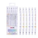Deli S740 6 Pcs/set Dual-head Highlighters Fluorescent Pens Set Hand Painting Artist Marker Pens Gifts for Kids Children