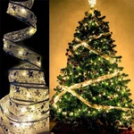 4M 40LED Fairy String Lights Gold Silver Bowknot Ribbon LED Christmas Tree Light Home Party Decorations Wedding Birthday