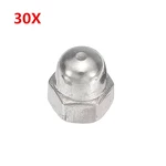 Suleve™ M3SN6 30Pcs M3 304 Stainless Steel Dome Head Cap Acorn Hex Nuts Thread Decor Cover Nuts