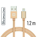 Datový kabel Swissten Textile USB Lightning MFi  1,2 M , gold