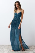 Trendyol Oil Shiny Long Evening Evening Dress