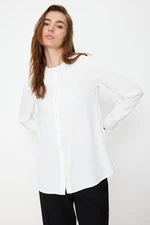 Trendyol White Ruffle Collar Crepe Elegant Woven Shirt
