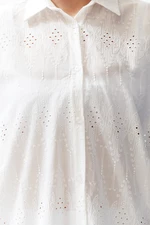 Trendyol White Woven Embroidery 100% Cotton Shirt