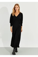 Cool & Sexy dámské černé midi šaty s netopýřím rukávem