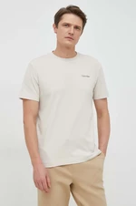 Bavlnené tričko Calvin Klein béžová farba, jednofarebné