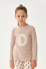 Dagi Pale Pink Embroidered Long Sleeve Sweatshirt