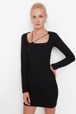 Trendyol Black Collar Detailed Bodycone Knitted Dress
