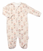 Kojenecký overálek zapínání uprostřed, Baby Nellys , Sweet Candy - krémová, vel. 74 (6-9m)