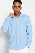 Trendyol Blue Men's Slim Fit Knitted Shirt