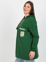 Dark green plus size longer sweatshirt with pockets