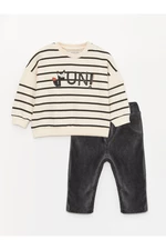 LC Waikiki Crew Neck Long Sleeve Striped Baby Boy Sweatshirt and Trousers 2-Set