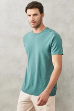 AC&Co / Altınyıldız Classics Men's Green Slim Fit Slim Fit Crewneck Cotton T-Shirt.