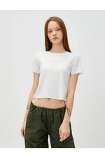 Koton Crop T-Shirts, Crew Neck Short Sleeves, Corduroy