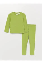 LC Waikiki Crew Neck Long Sleeved Basic Baby Girl Pajamas Set