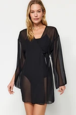 Trendyol Black Lace Detailed Chiffon Woven Dressing Gown