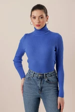 By Saygı Turtleneck Lycra Acrylic Knitwear Sweater Wide Size Range Saks