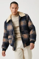 Koton Men's Navy Blue Plaid Jacket