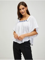 White Loose Blouse with Bat Sleeves CAMAIEU - Ladies