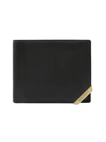 Black and dark brown horizontal men's wallet with accent