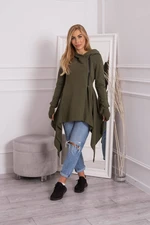 Hoodie with side zipper in khaki color