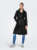 Black Women's Leatherette Coat JDY Vicos - Ladies