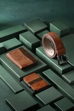 Polo Air Boxed Sport Tan Color Men's Wallet Belt Card Holder Set