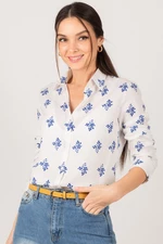 armonika Women's Saxon Flower Pattern Long Sleeve Shirt