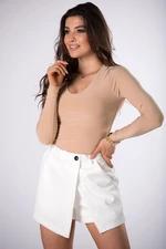 Suede shorts with pleats