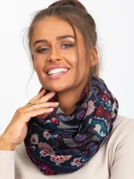 Navy blue scarf with folk patterns