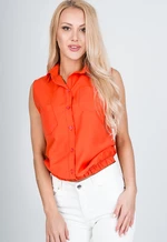 Lady's sleeveless shirt with pockets - orange,