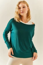 XHAN Emerald Green Bat Sleeve Blouse