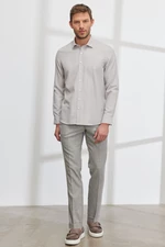 ALTINYILDIZ CLASSICS Men's Gray Slim Fit Narrow Cut Dobby Pants with Elastic Waist