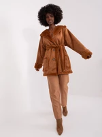 Light Brown Short Winter Coat with Buttons