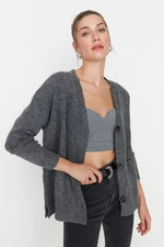 Trendyol Anthracite Basic Měkký texturovaný pletený svetr