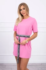 Dress with a decorative belt light pink