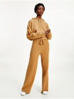 Hnědé dámské volné tepláky Tommy Hilfiger Flex Wide Leg Pant - Dámské Hnědé dámské volné tepláky Tommy Hilfiger Flex Wide Leg Pant - Dámské