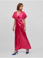Dark pink women's satin maxi dress VILA Sittas - Women's