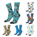 Autumn Winter Fashion Women Men Cookies Monsters Nom Nom Nom Pattern Socks Sweat Absorbing Basketball Socks
