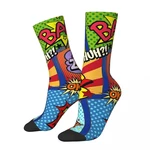 Happy Retro Colorful Comic Book Panels Crazy Men's Socks Unisex Street Style Seamless Printed Funny Crew Sock Boys Gift