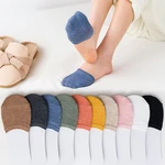 10 Pieces = 5 Pairs Women Summer Forefoot Half Foot Toe Cover Socks Invisible No Show Female Breathable Cotton Socks Candy Color
